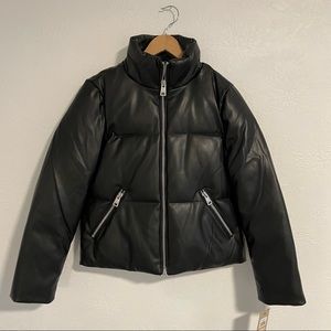 NWT Levi’s black leather puffer jacket size small